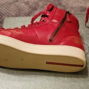 Prada | Shoes | Prada Red Sneaker Boot W Grey Draw String  display picture 3
